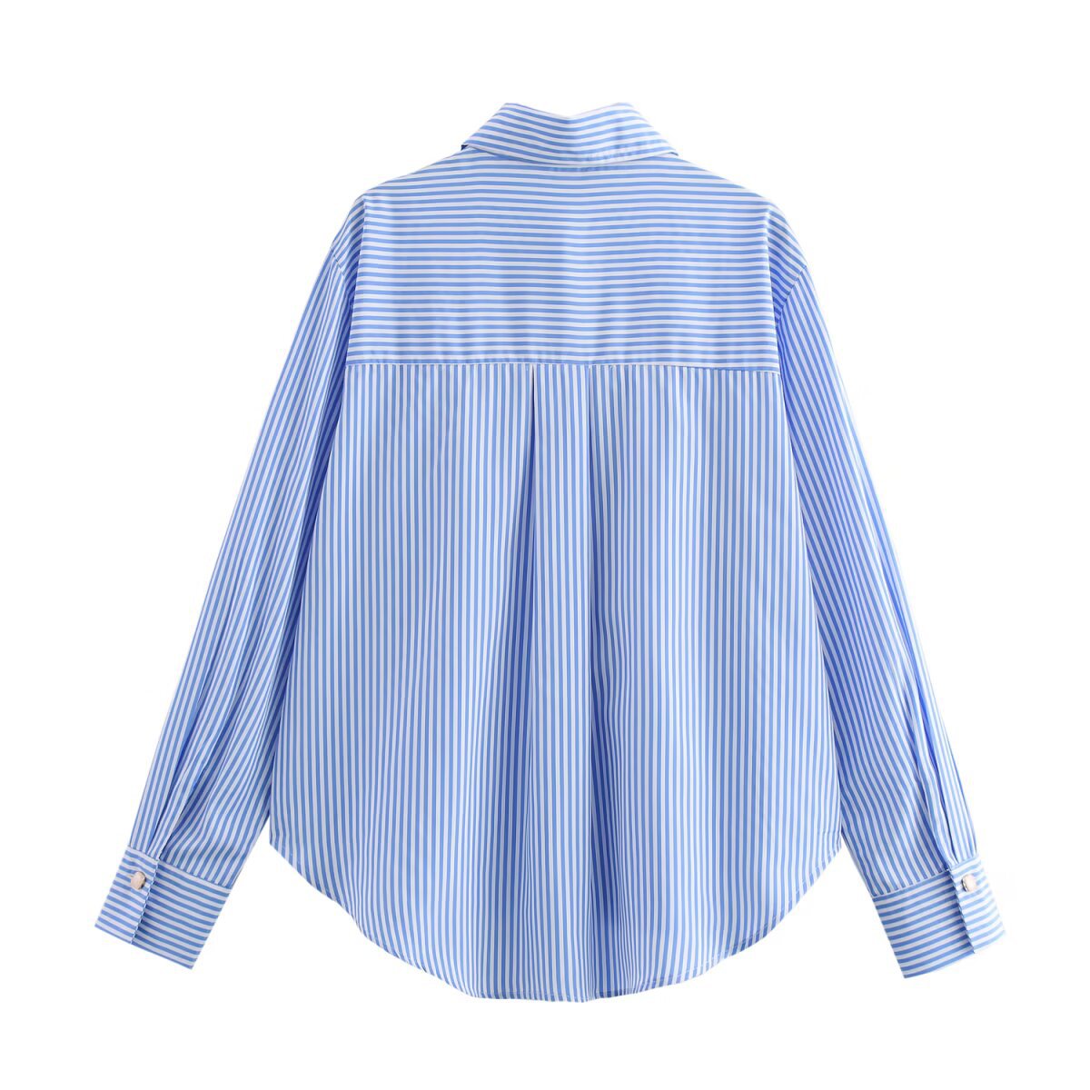 Herrskjorta Randig Silke med Knappdetaljer-3