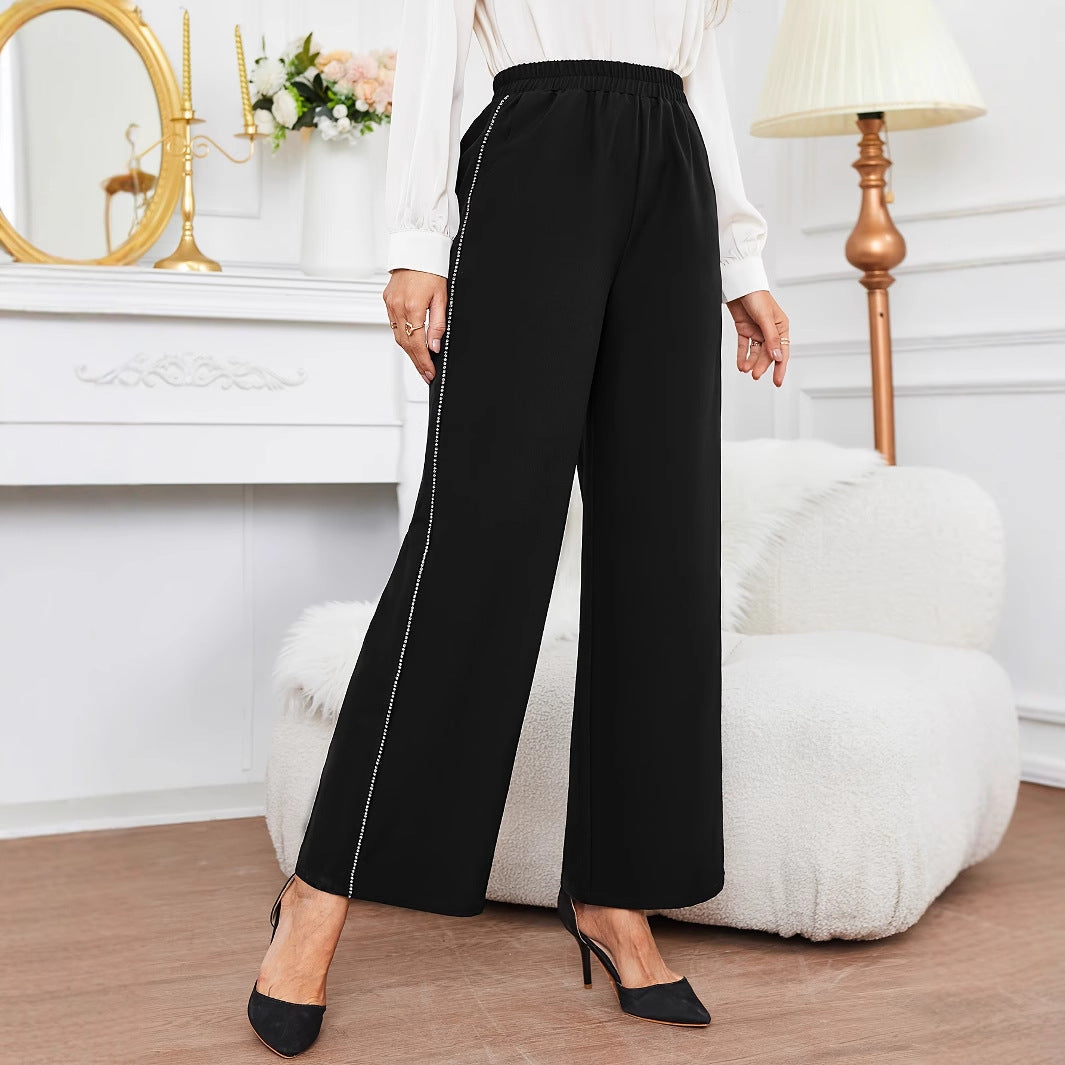 Kvinnors Culottes med Elastisk Midja och Dekorativ Sidosöm – Lätt Andningsbart Tyg, Bred Silhuett för Komfort 7