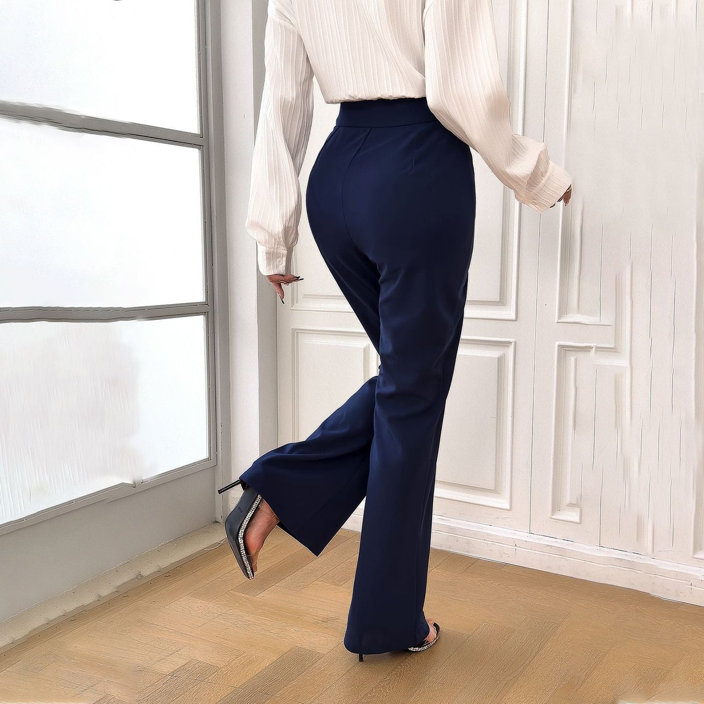 Snygga Byxor Dam Slim Fit Stickad Polyester-3