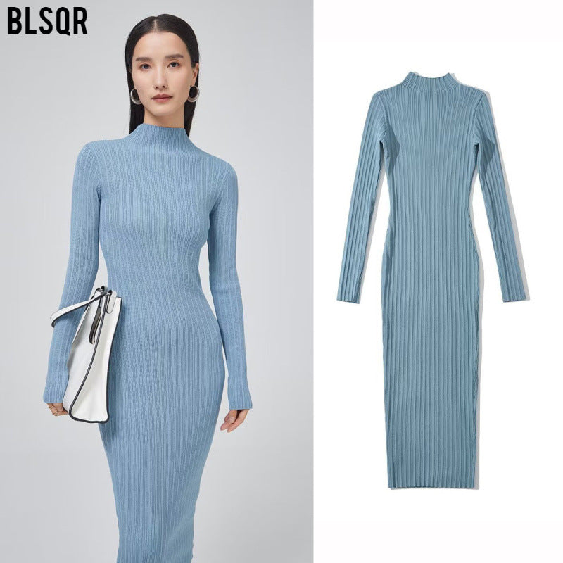 Dam Klänning Bodycon Slim Fit Polyester Rund Halsringning Långa Ärmar-2