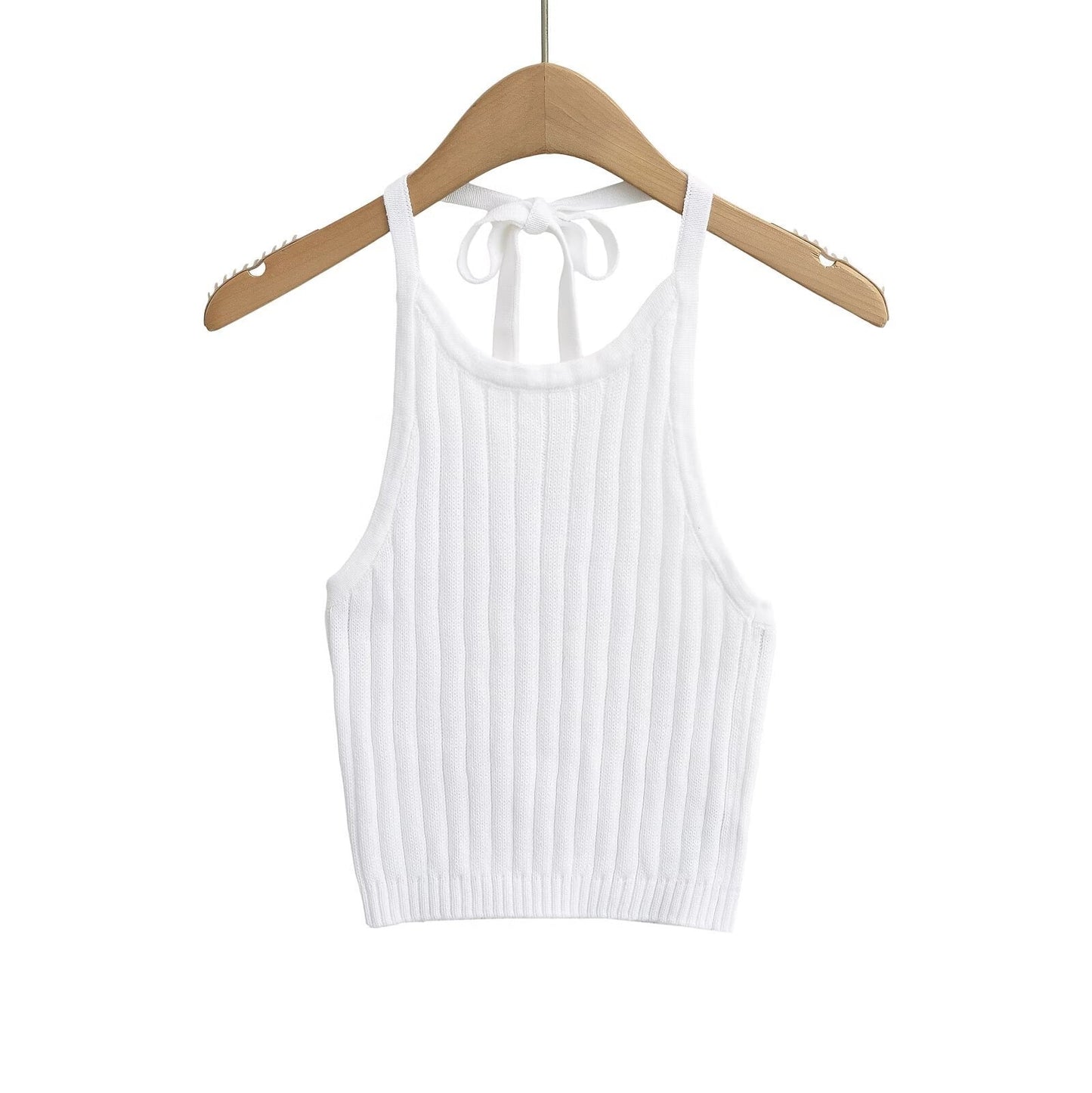 Dam Topp Ärmlös Ribbstickad Lekfull Design 8