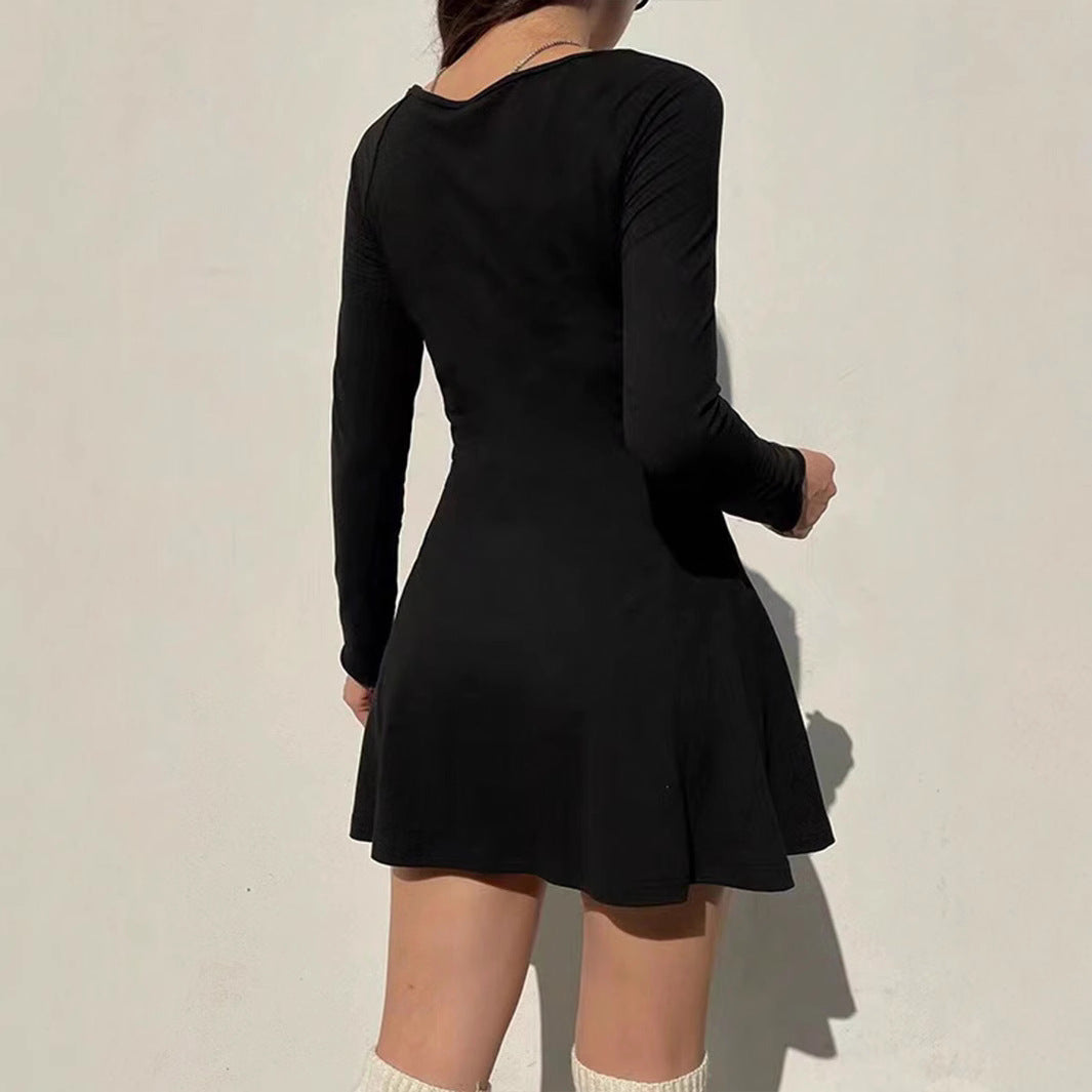 Kvinnors A-Line Kjol Lång Ärmar Polyester-3