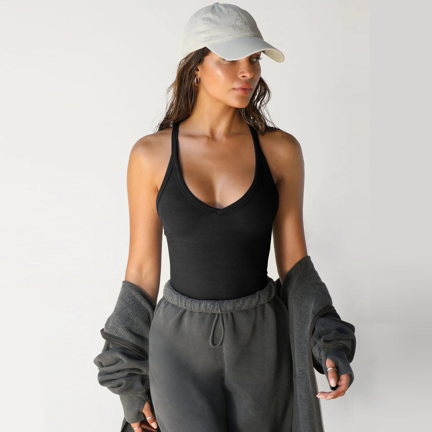 Damunderkläder Set Monokrom Spandex Topp för Snygga Underkläder Dam-6