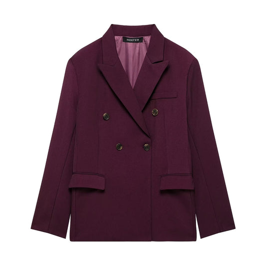 Röd Blazer Set för Dam med LĂ„nga Byxor â Modern Polyester och Bomull, Elegant Design för Kontor och KvĂ€llsevenemang 1