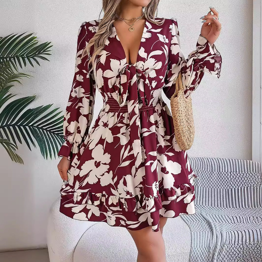 Kvinna A-Line Klänning Långärmad Polyester-5