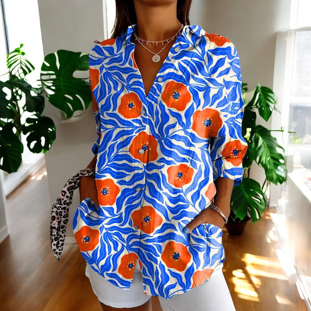 Variant image for Kvinnors Blommig Skjorta Av Andningsbart Tyg Casual Fit-25