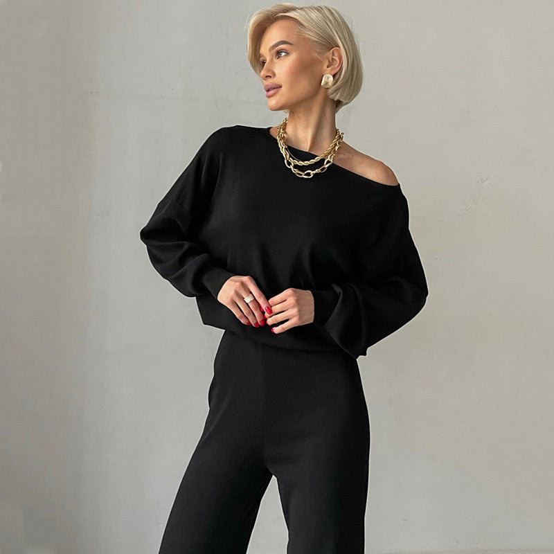 Dam Byxset Slim Fit Akryl Koreansk Stil-2