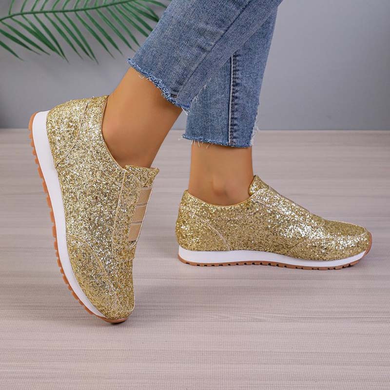 Dam Sneakers Monokrom Avslappnad Bomull PU-3