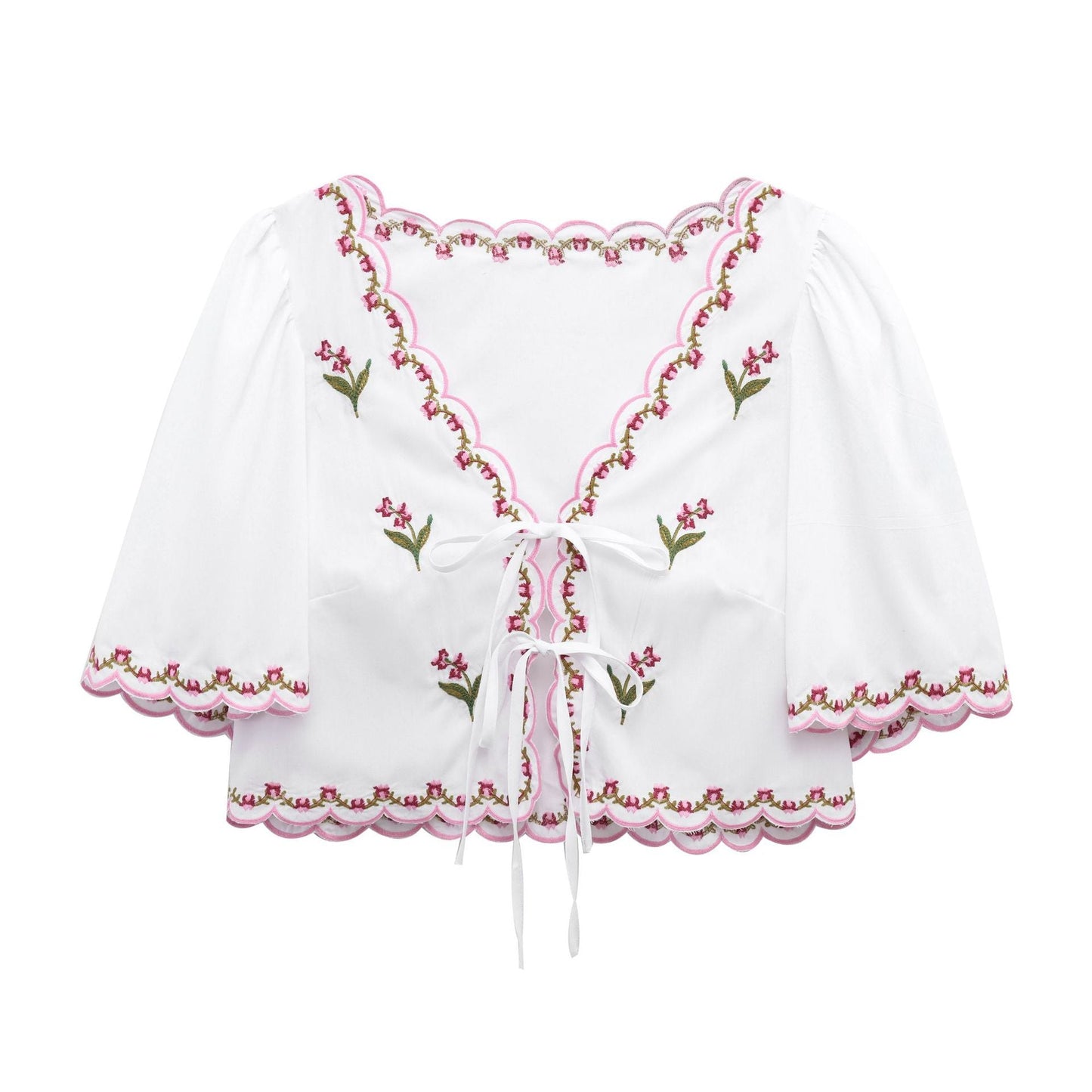 Kvinnors Blus Romantisk Broderi Lätt Viskos 1