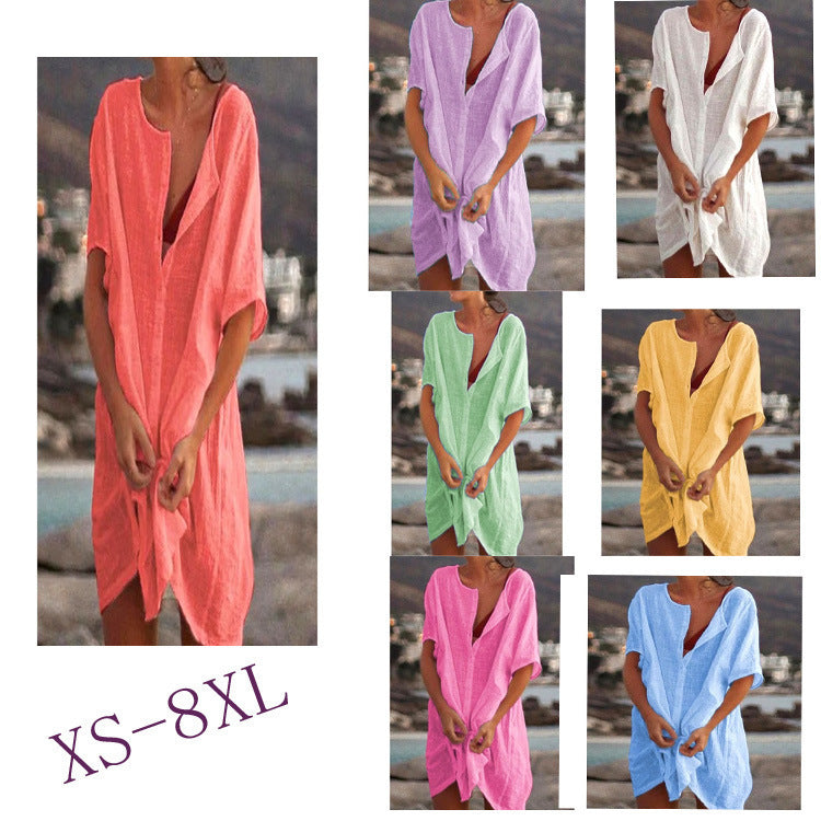 Dam Kortärmad Blus Monokrom 100% Bomull-3