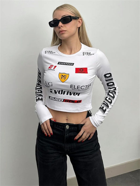 Dam Långärmad T-shirt Avslappnad Rund Hals Spandex-1