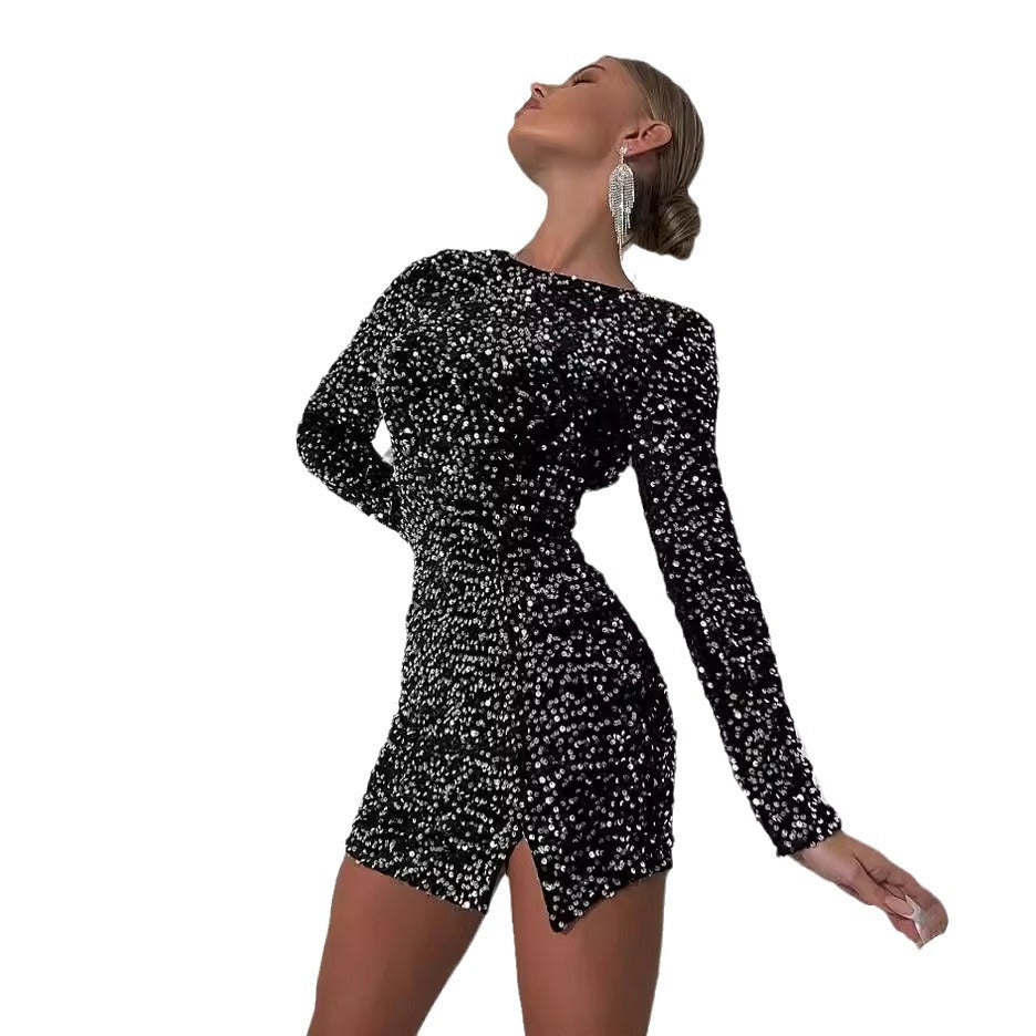 Dam Aftonklänning Långärmad Bodycon Polyester-6