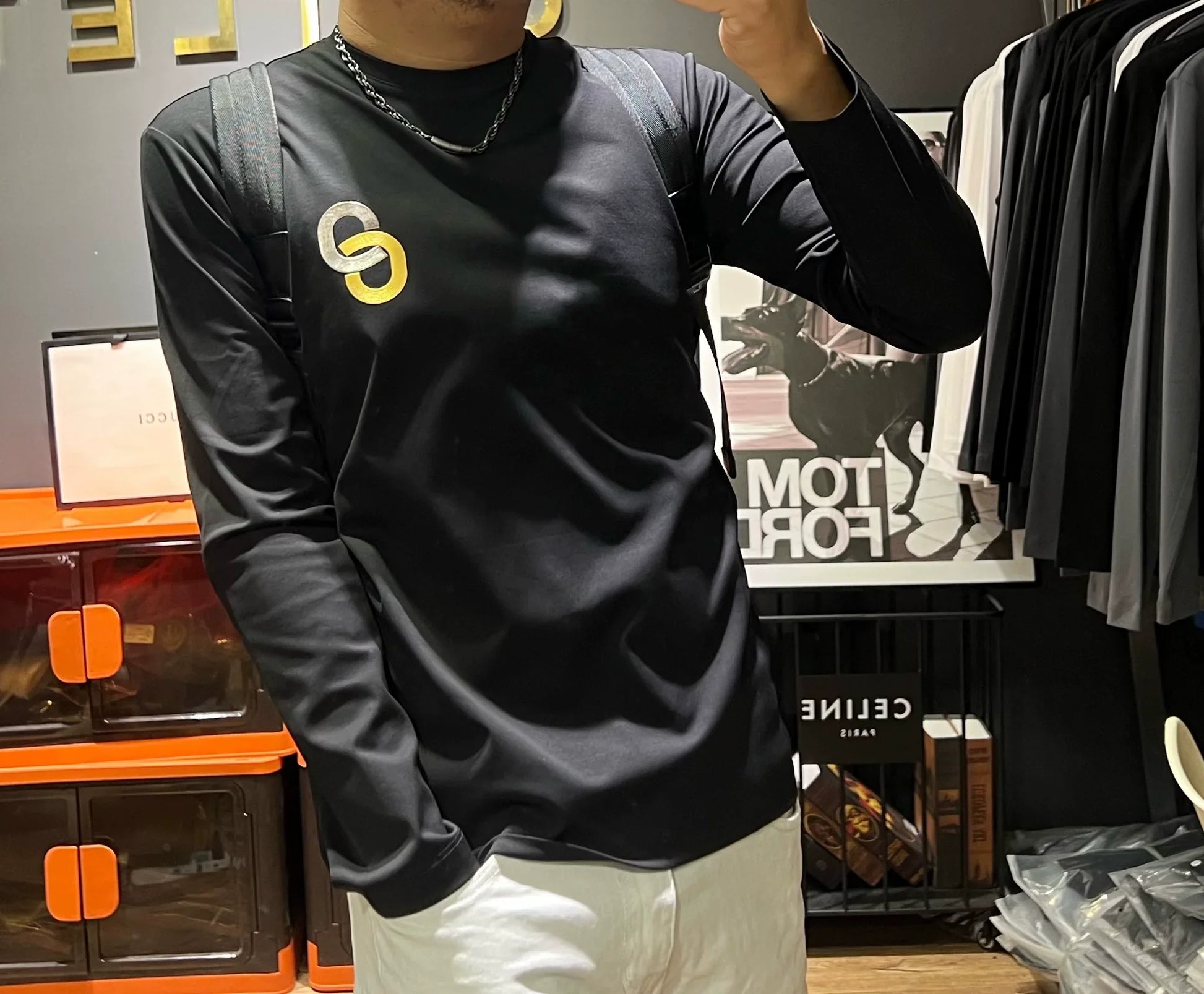 Herr T-Shirt Långärmad Dubbel-Sidig Mjuk Bomull-2