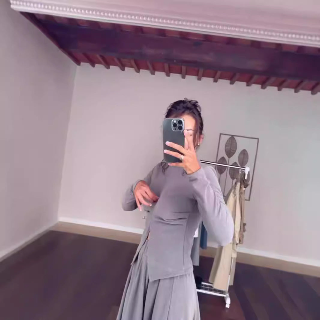 Dam Slim Fit Kjol med Hög Midja och Slits i Polyester-3
