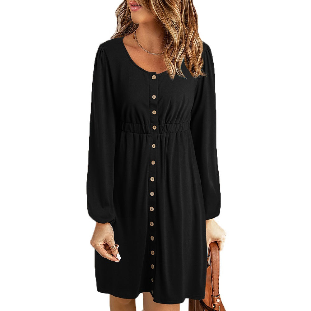 Kvinna Off-Shoulder Klänning Långärmad Polyester-3