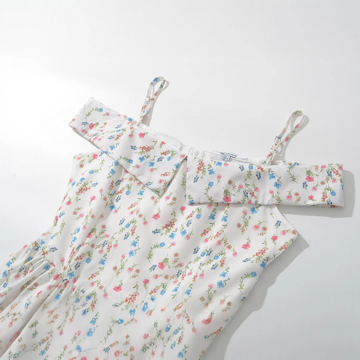 Kvinnors Off-Shoulder Klänning Blommig Lätt Tyg 3