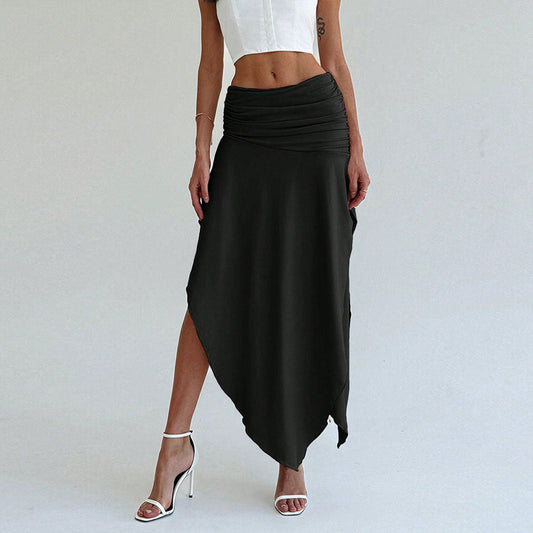 Dam Midi-Rock Asymmetrisk Polyester-1