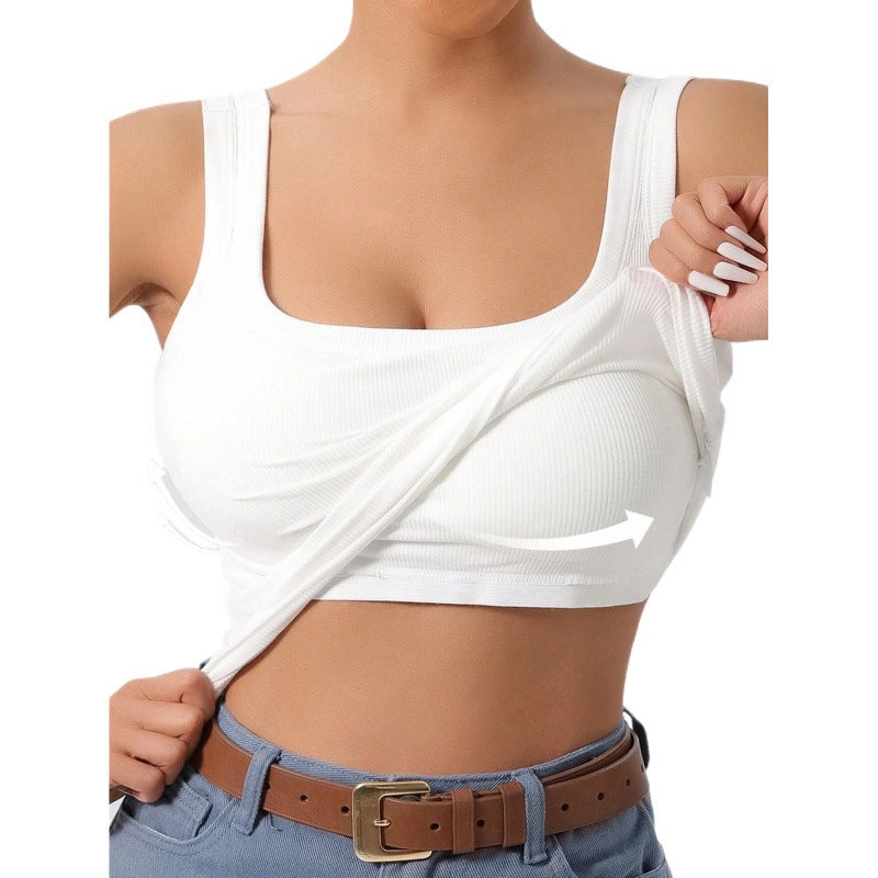 Dam Slim-Fit Top Avtagbar Vaddering Viskosfiber-6