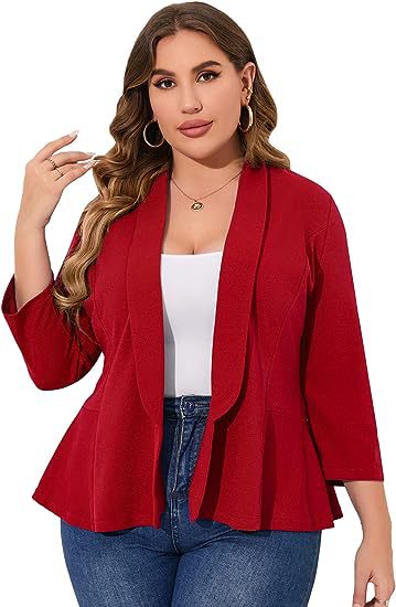 Dam Blazer A-linje Spandex med LÀtt Ruffle för Eleganta TillfÀllen-1
