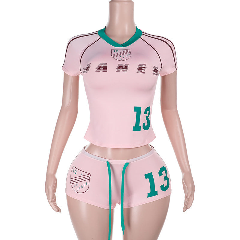 Variant image for Kvinnor Sportig Uppsättning Skördetopp och Shorts Andningsbart Material-1