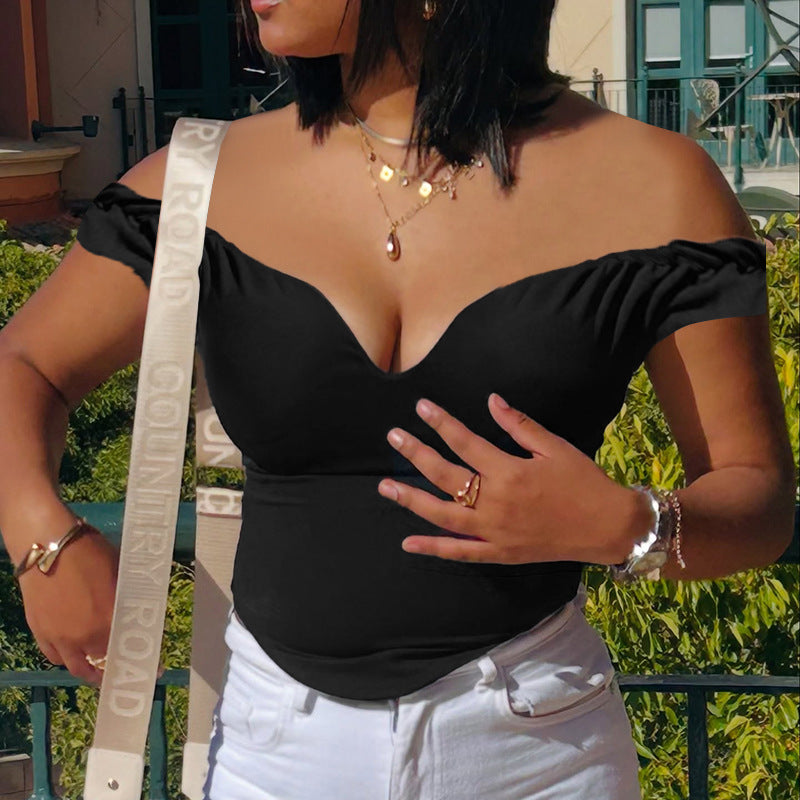 Kvinnors Off-Shoulder Topp med Rüsch-detaljer Mjukt Elastiskt Tyg-2