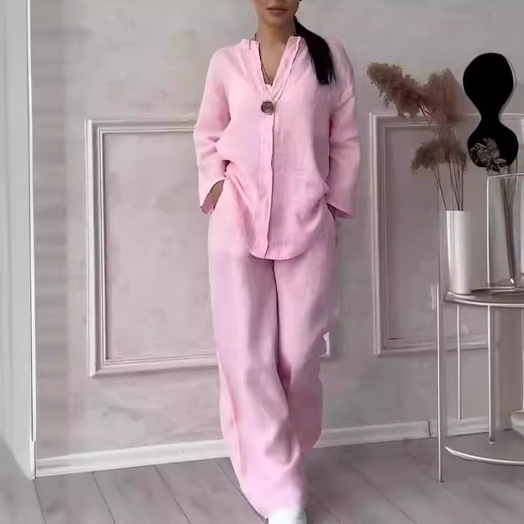 Kvinnors Långa Byxor Avslappnad Bomullslinne 3