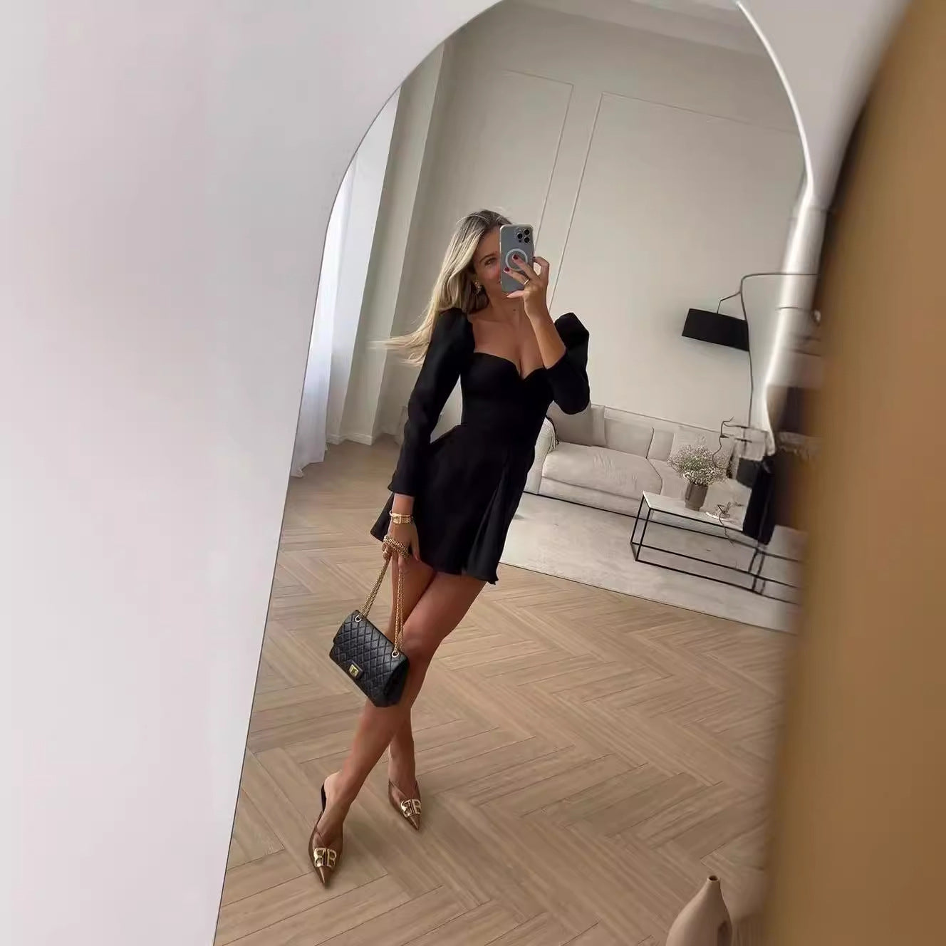 Kvinna Midi Klänning Veckad Spaghetti Band Polyester-3