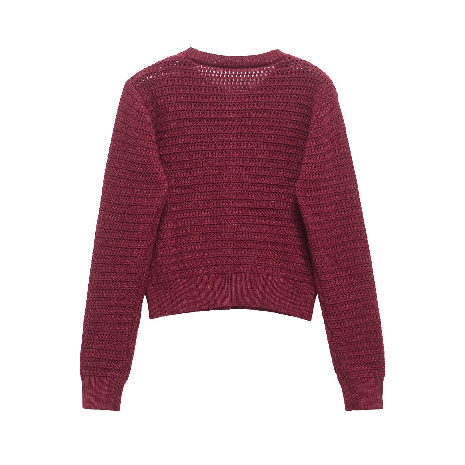 Dam Kardiagan Monokrom Stickad Polyester Långärmad-2