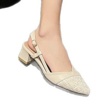 Kvinnor Slingback Skor Spetsig Design Läder-6