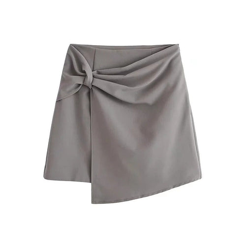 Dam Wrap Kjol Elegant Knutdesign Andningsbart Material-1