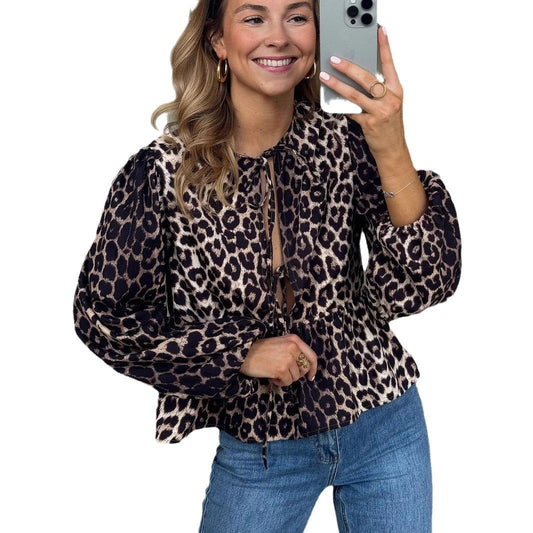 Dam Skjorta Mönstrad LanternÀrmar Polyester-1