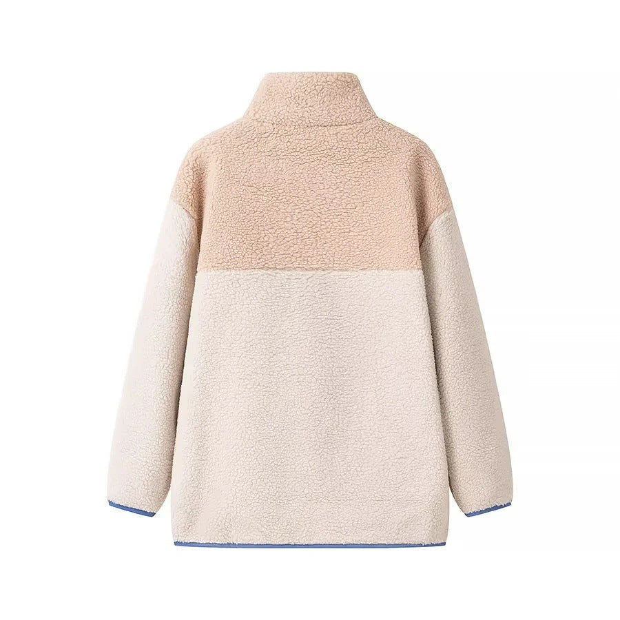 Dam Fleecejacka Avslappnad Design Lätt Fleece med Sidofickor-4