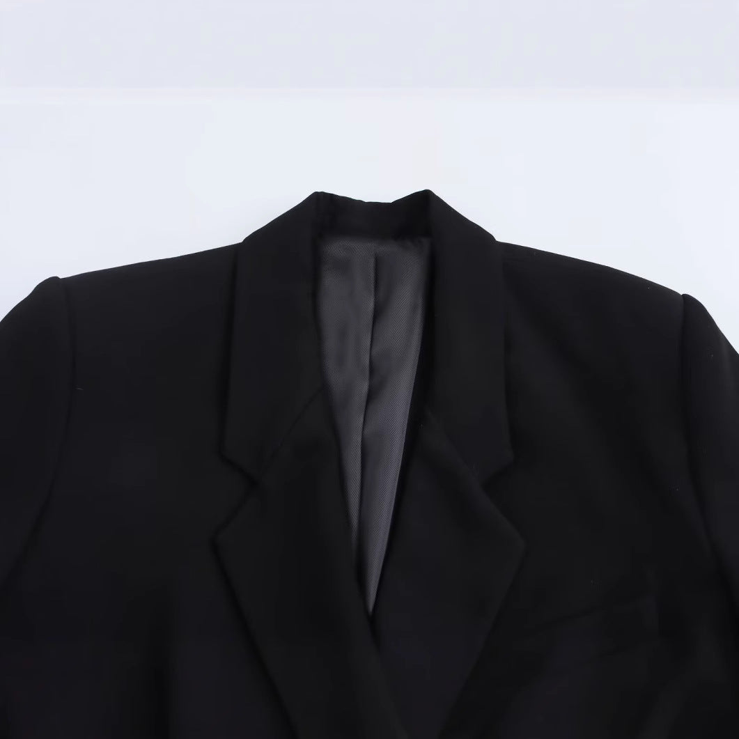 Dam Blazer Reverskrage Monokrom Högkvalitativt Tyg-2