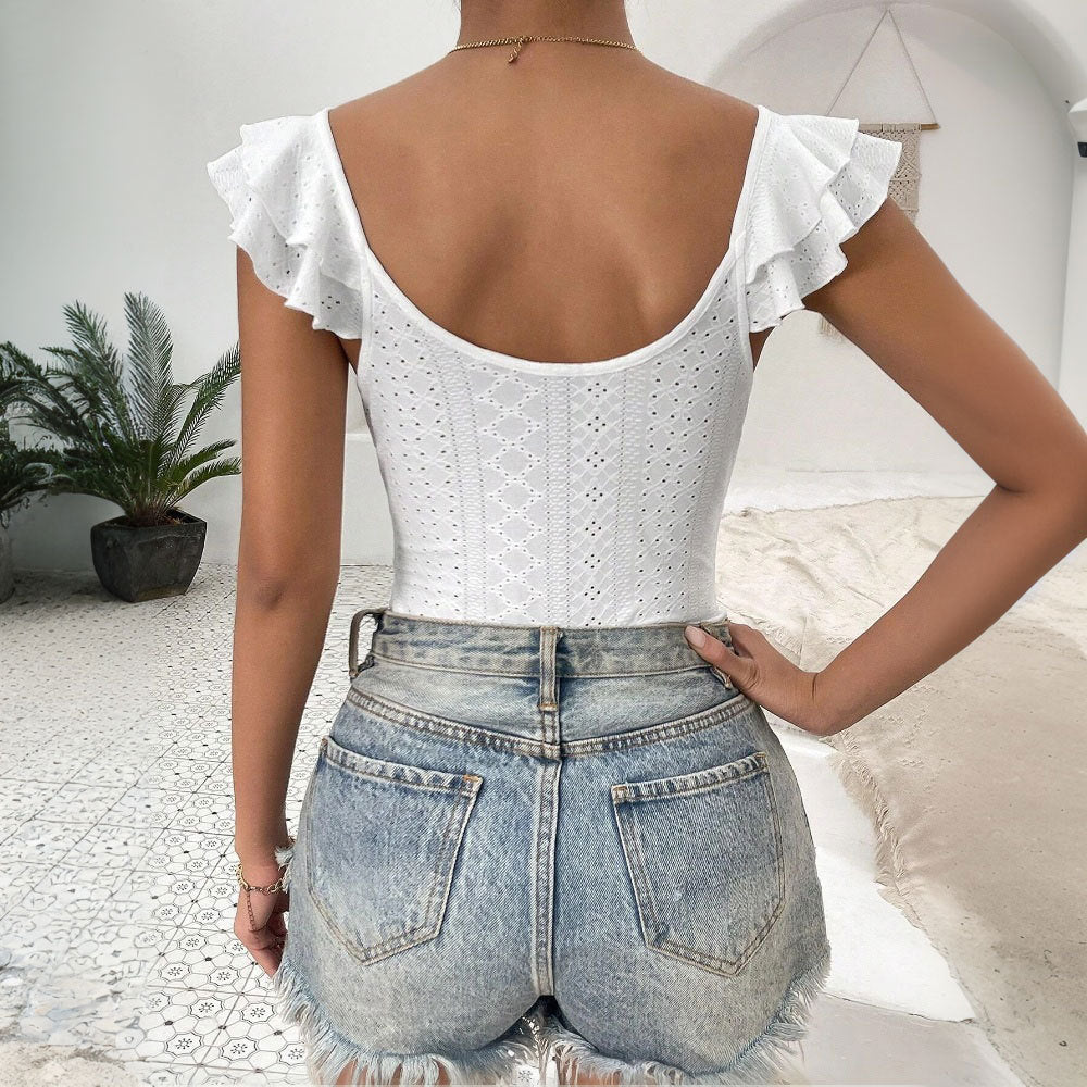 Dam Jumpsuit Slim Fit Mikroelastisk Ärmlös Tre-Fjärdedel Byxlängd-5