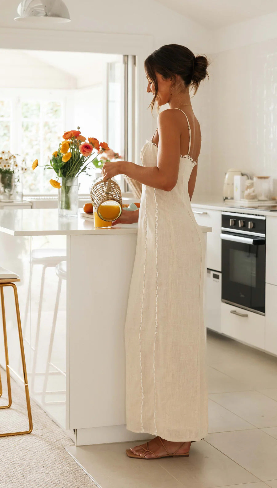 Fina Dam Klänningar Utställd Ärmös Polyester-5