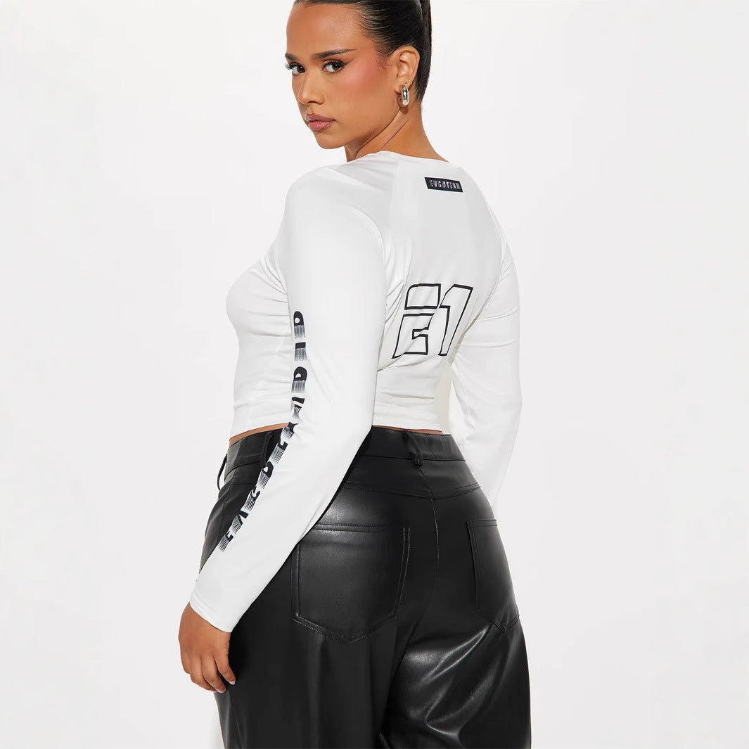 Dam Långärmad T-shirt Avslappnad Rund Hals Spandex-5