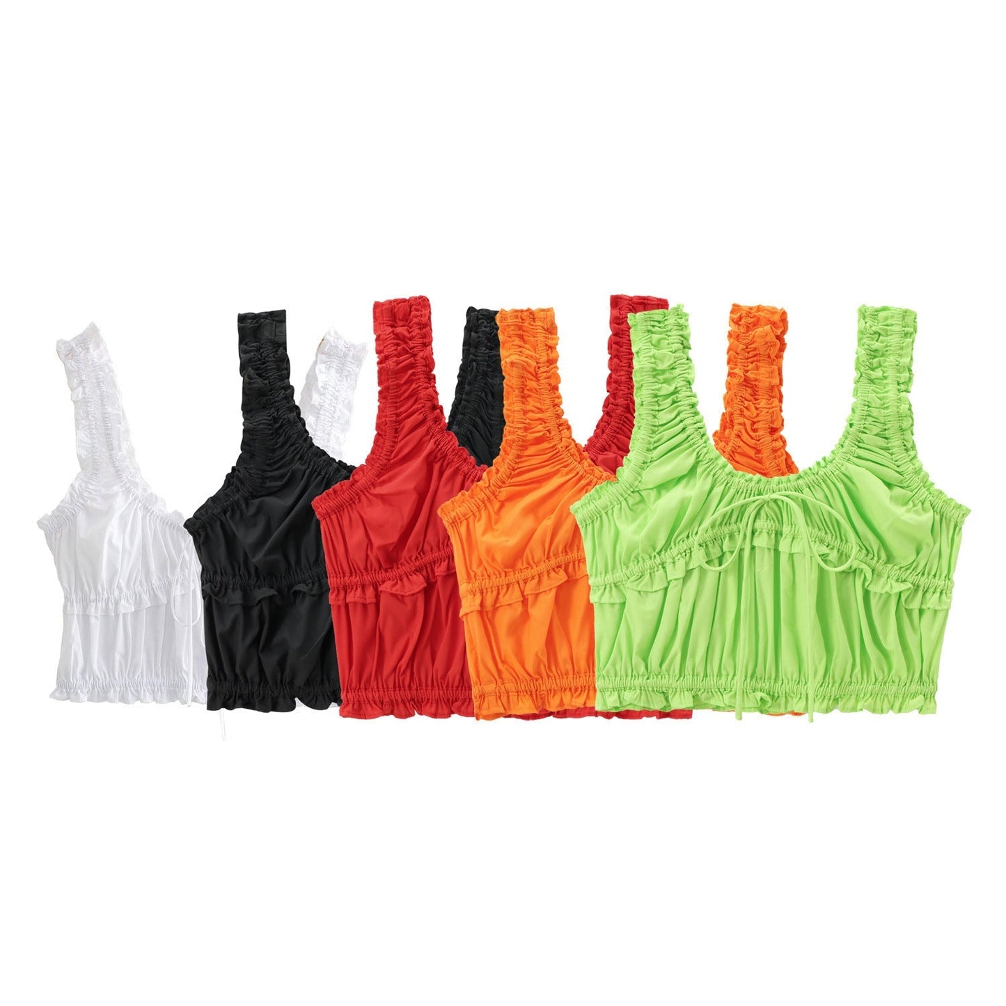 Festtoppar Dam Rynkad Polyester Trendig Spaghetti Top-2