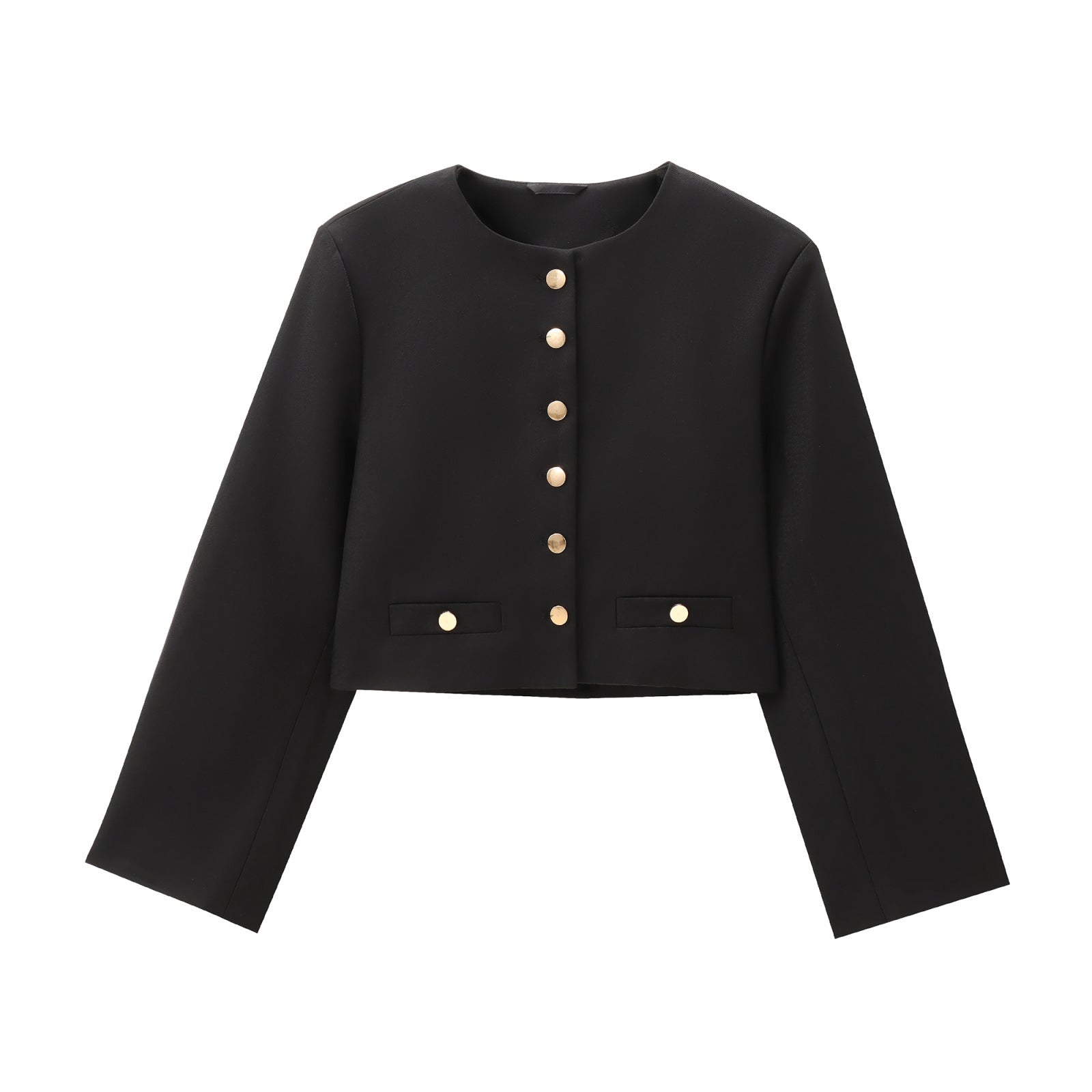 Dam Kort Cardigan Rund Halsringning Polyester-1