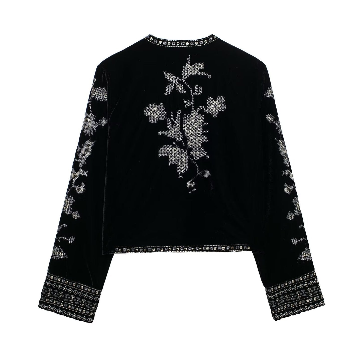 Dam Lång Kofta Cardigan Med Broderi Polyester 2
