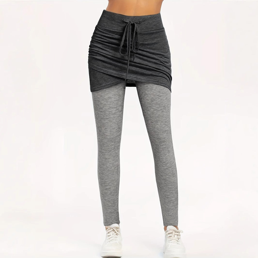 Kvinnors Sportleggings med Kjol och Justerbart Midjeband – Andningsbart Tyg i Svart för Träning och Fritid 8