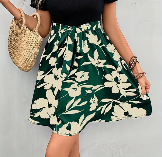 Kvinnors A-Line Kjol Med Länk Polyester Spandex-1