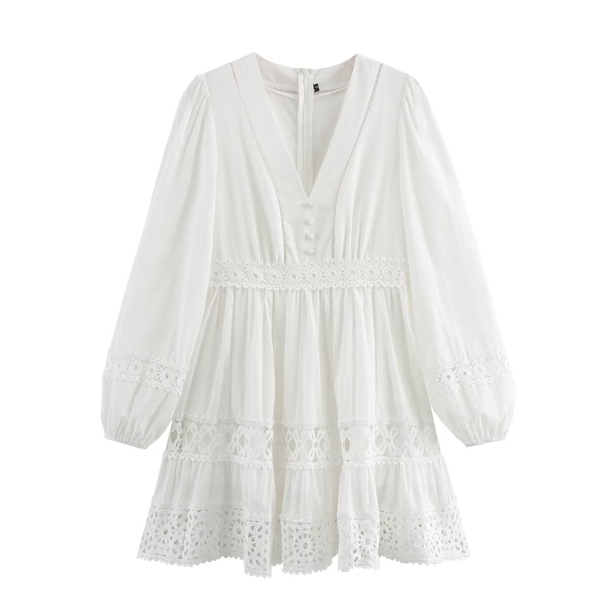 Variant image for Kvinna A-Line Klänning V-Ringning Viskos Patchwork-1