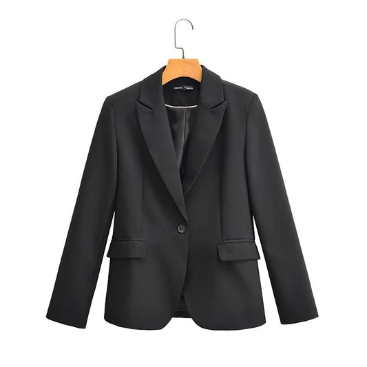 Dam Blazer Modern Snitt Skräddarsydd Polyester med Sidofickor 1