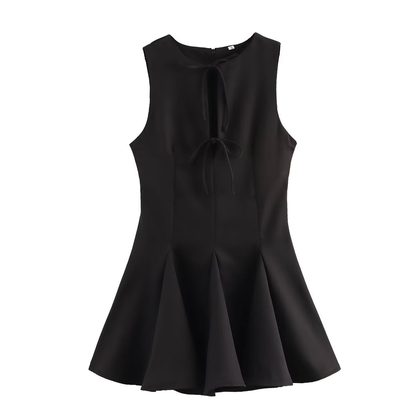 Mini A-Line Damklänning med Patchwork Design – Ärmlös Klänning i Polyester för Sommar och Avslappnade Tillfällen 7