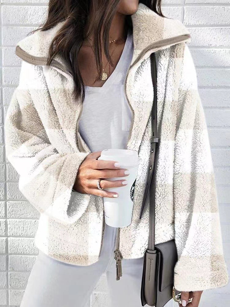 Kvinnors Plyschjacka Dubbel Sidad Mjuk Polyester-3