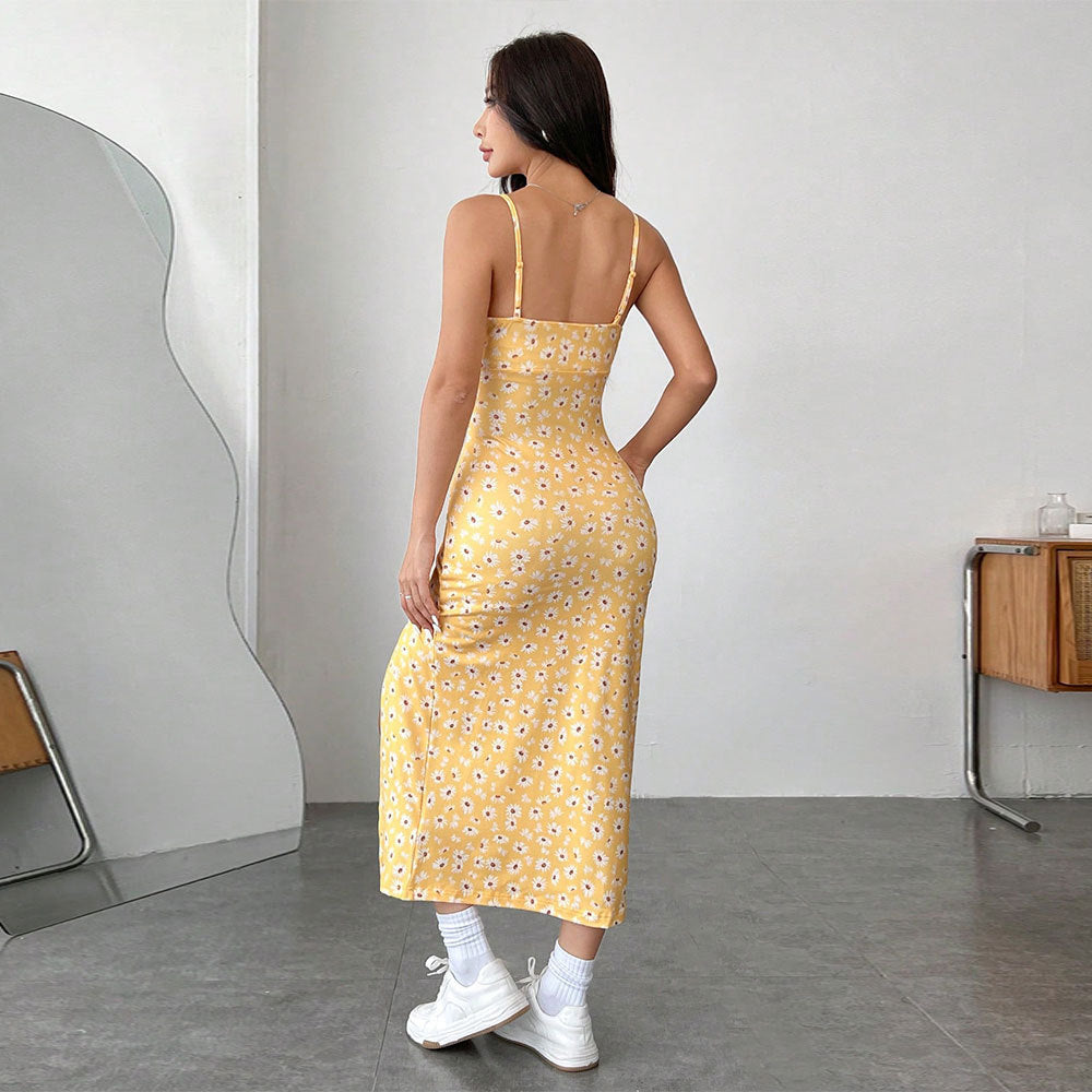 Dam MIDI-klänning Blommig Design Högkvalitativt Tyg 3