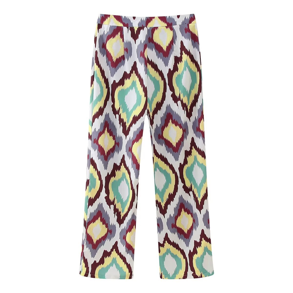 Kvinnors Avslappnad Kappa och Långa Byxor Diamantmönster Polyester-4