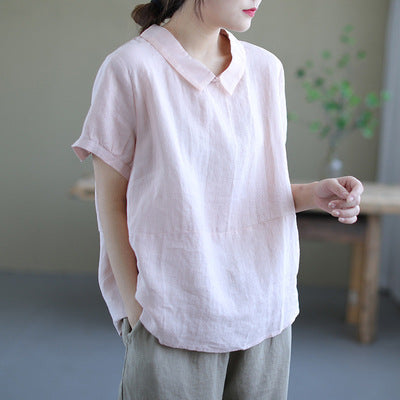 Dam Blus Vintage Linne Elegant Design-6