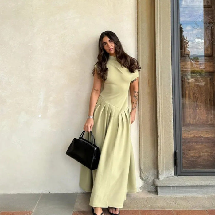 Asymmetrisk Midiklänning Dam i Mjuk Polyester för Bröllop och Fest – Elegant Design, Maskintvättbar 3