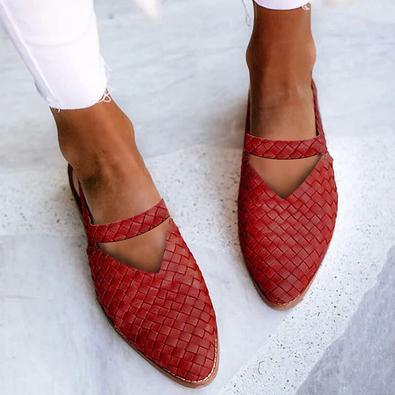 Kvinnors Slingback Ballerinas Flätad Design Vävda Tyger-5